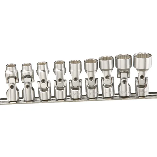 (image for) 9 Pc 1/4" Drive Metric Universal Hand Socket Set 12 Pt