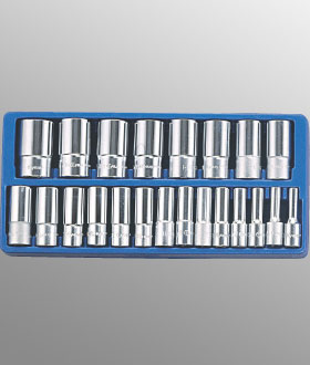 22 Pc 1/2" Drive SAE Deep Hand Socket Set