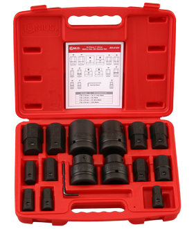 16 Pc 1" Drive Metric Hex Bit Socket Set