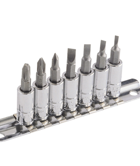 7 Pc 1/4" Drive Slotted & Phillips Bit Socket Set