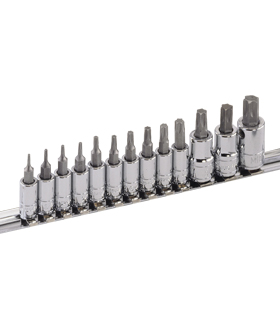 13 Pc 1/4 & 3/8" Drive Tamperproof Star Bit Socket Set