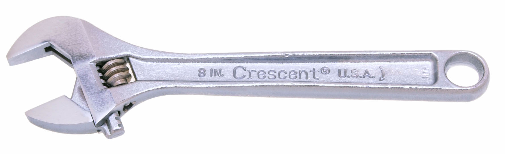 8" Chrome Finish Adjustable Wrench, Carded
