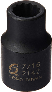 1/2\" Drive x 7/16\", Standard, 12 Point Impact Socket