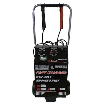 Wheeled Battery Charger/Starter 6/12V 40/2 Amp Charge, 200 Amp S