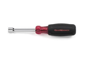 Hollow Shaft Cushion Grip Nut Driver Red 1/4 Inch