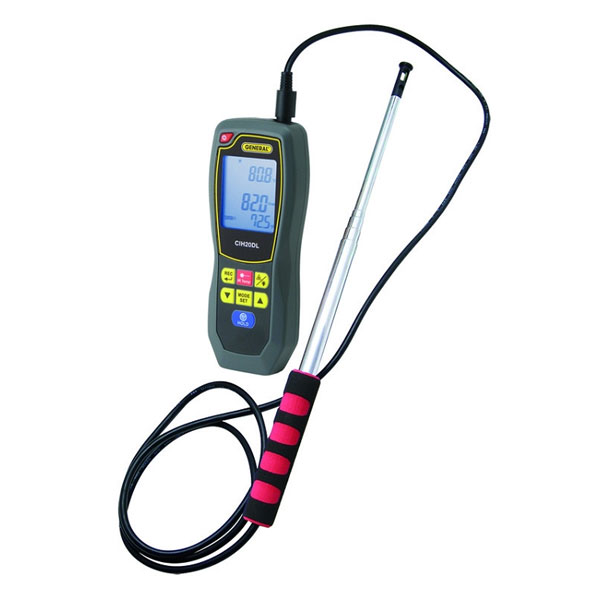 Data Logging Hot Wire Anemometer w CFM/CMM, 8:1 IR Thermometer
