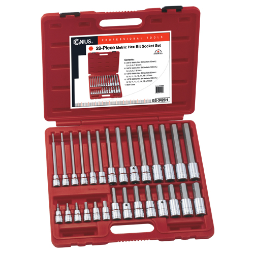 SK PROFESSIONAL TOOLS 3/8\" & 1/2\" DRIVE HEX HEAD BIT SET NO 19719 - 9pc...