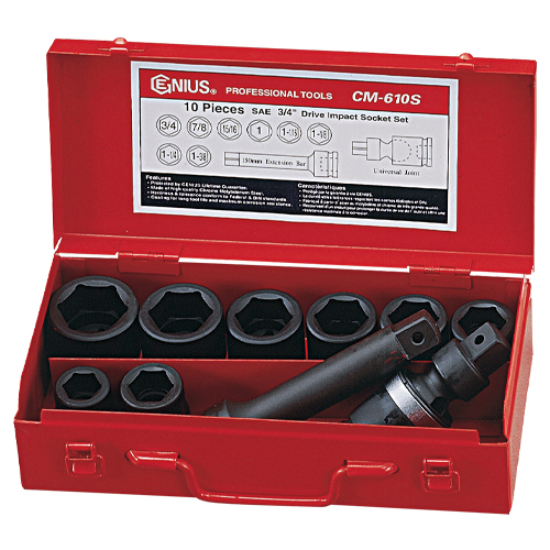 10PC 3/4" Dr. SAE Impact Socket Set