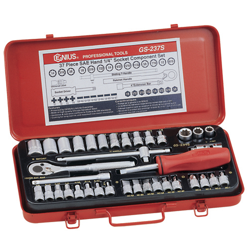 37PC 1/4" Dr. SAE Hand Socket Set