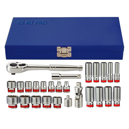 3/8" Drive 26 Piece Socket Set SAE 6 Point & 12 Point