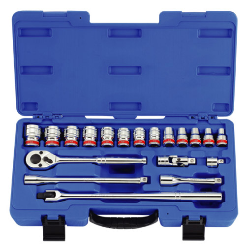 1/2" Drive 19 Piece Socket Set Fractional SAE 12pt