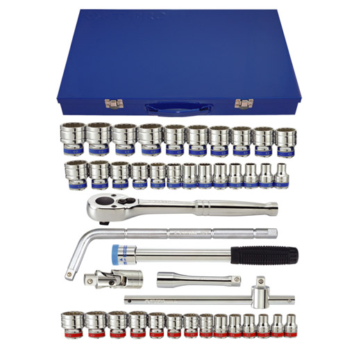 1/2" Drive 43 Piece Socket Set Fractional SAE & Metric 12 Point