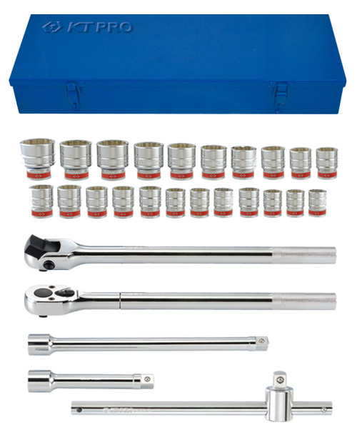 1" Drive 27 Piece Socket Set Fractional SAE 12 Point
