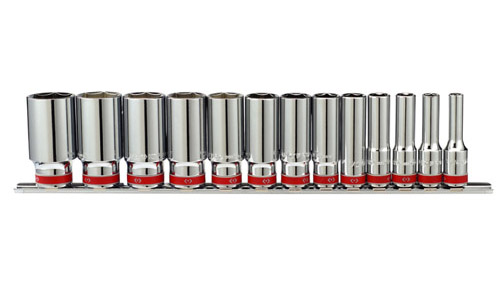 3/8" Drive 13 Piece Deep Socket Set Fractional SAE 6 Point