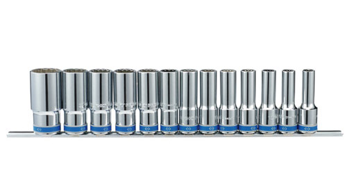 1/2" Drive 13 Piece Deep Socket Set Metric 12 Point