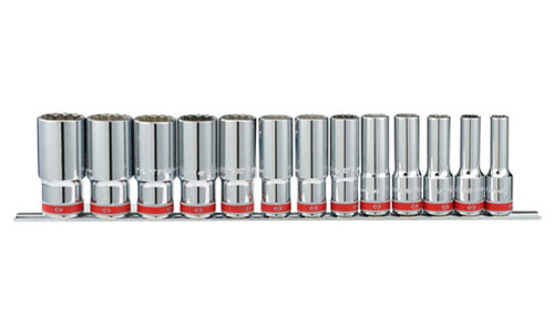 1/2" Drive 13 Piece Deep Socket Set SAE 12 Point