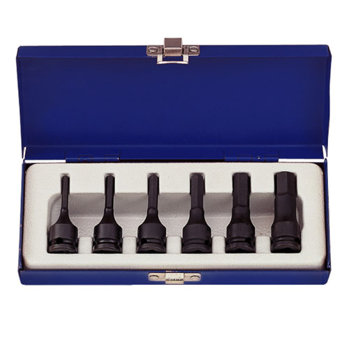 3/8" Drive 6 Piece Impact Hex Bit Socket Set Metric 6 Point