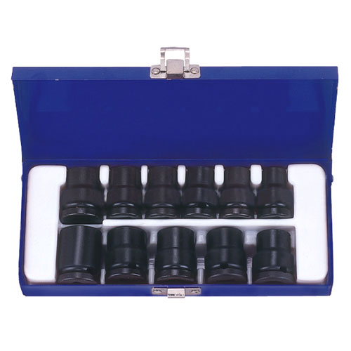 1/2 Inch Metric 6 Pt Impact Socket Set 11 Pc