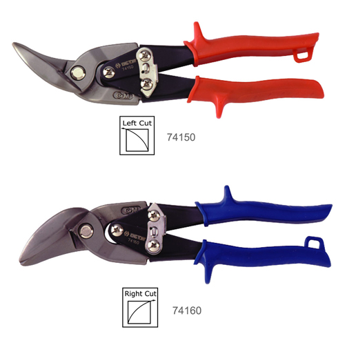 Offset Tin Snips Left Cut 9-1/4" Red