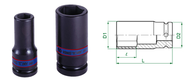 3/4" Drive Impact 26mm Deep Thin Wall Socket 6 Point Metric