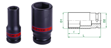 3/4" Drive Impact 1-1/16" Deep Thin Wall Socket 6 Point SAE
