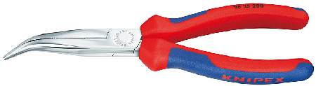 8" Snipe Nose Side Cutting Pliers, Angled, Chrome, Comfort Grip