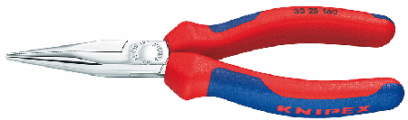 7-1/2" Half-Round Long Nose Pliers, Serrated Comfort Grip