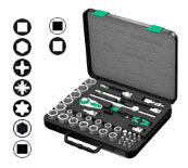 8100 SC 4 Zyklop Premium ratchet set, 1/2" drive, imperial
