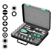 8100 SB 4 Zyklop Premium Ratchet Set, 3/8" Drive, Imperial