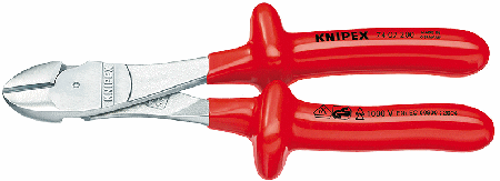 8" Hi-Leverage Diag. Cutters, Insulation Dip Grip, Chrome Plated