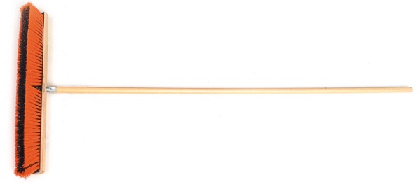18" Orange Push Broom Head with Metal Tip, 60" Lacquered Handle