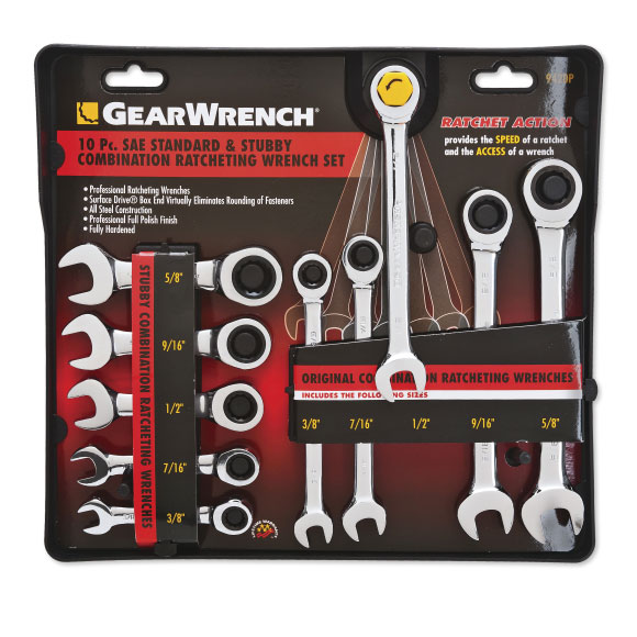 Standard & Stubby Combination Ratcheting Wrench Set Fracti