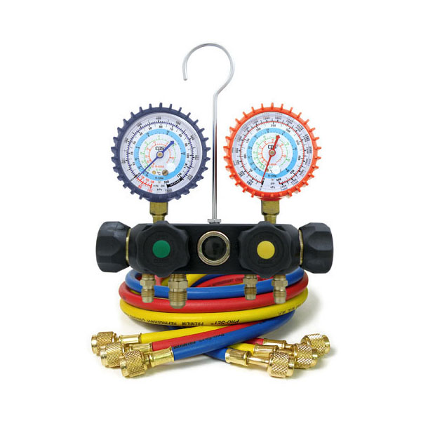 Vortech Series Four-Valve Manifold Gauge w 5 Ft Hoses