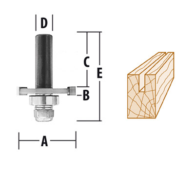 Router Bit, 1/4" Slot Cutter, 3 Flute, 1/4" SH, C.T.