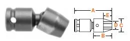 (image for) 1/2" Square Drive Universal Swivel Wrench, SAE 9/16" Hex Opening