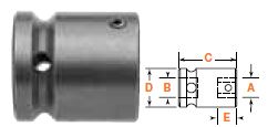1" Female Square Drive Adapter 5/8" Hex Opening Bit Holder