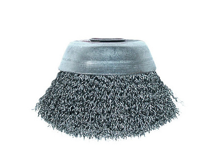 Crimped Wire Cup Brush - 4" x 5/8-11 NC Arbor .014 Wire