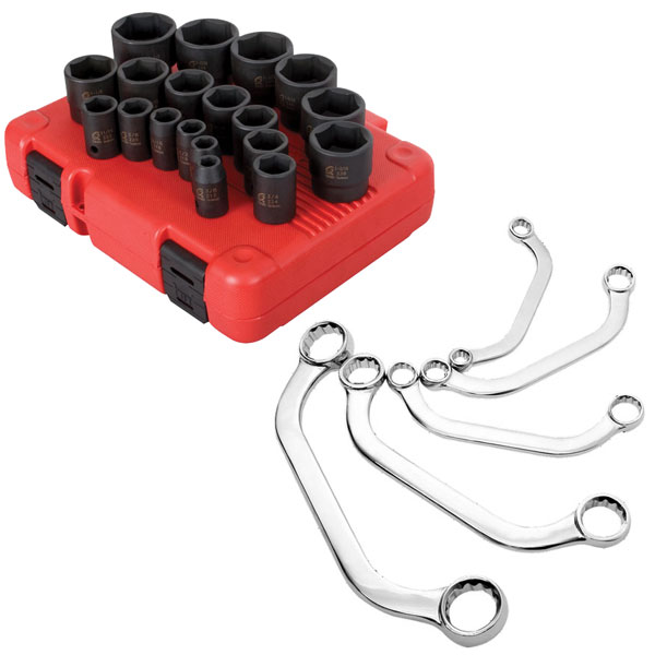 1/2 Inch Drive SAE Impact Socket Set with SAE Half Moon Wrench S