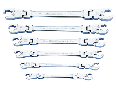 Metric Ratcheting Flex Flare Nut Wrench Set 6 Pc