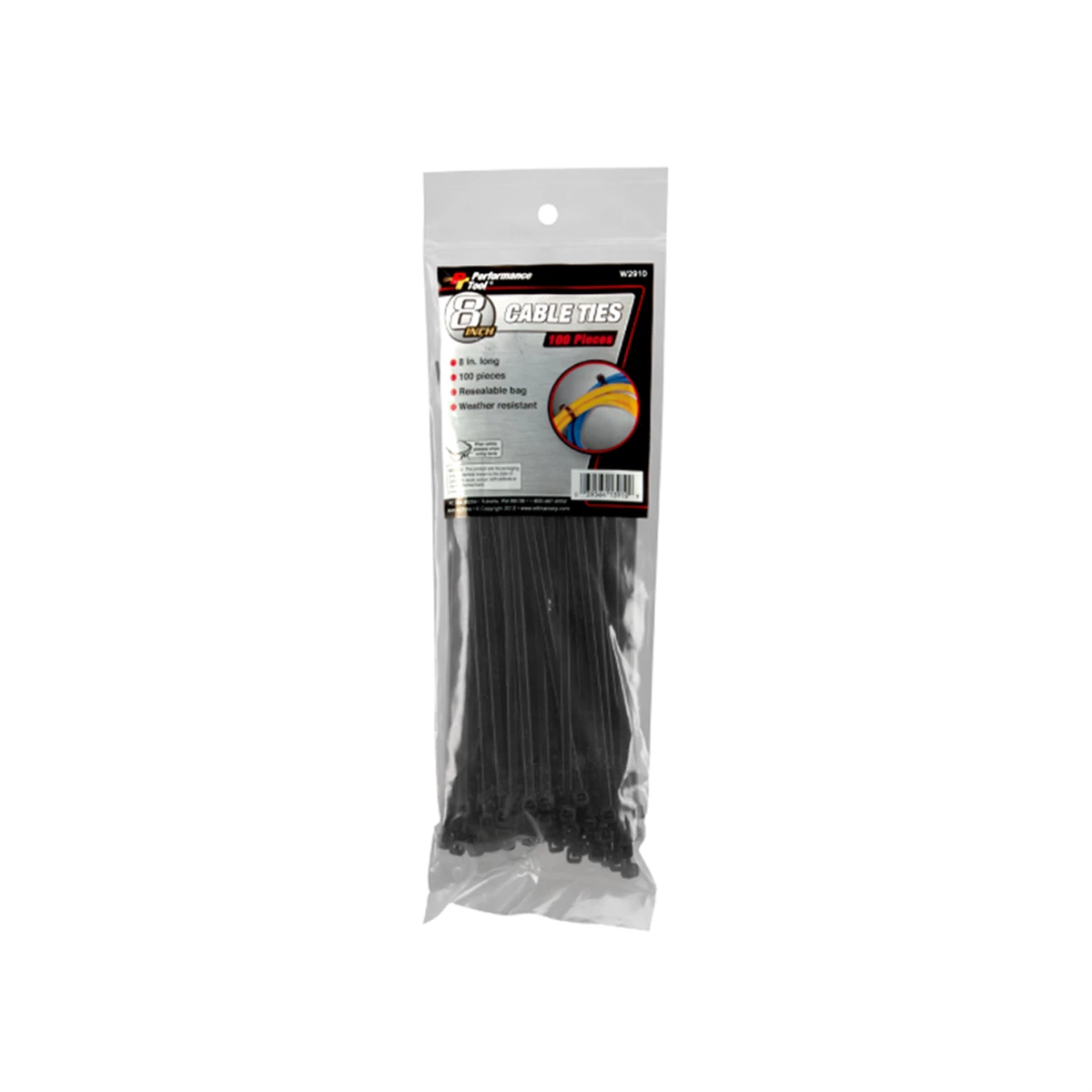 100 Pc 8" Cable Tie Set Black