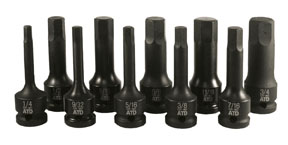 10PC 1/2"DR SAE HEX BIT SET