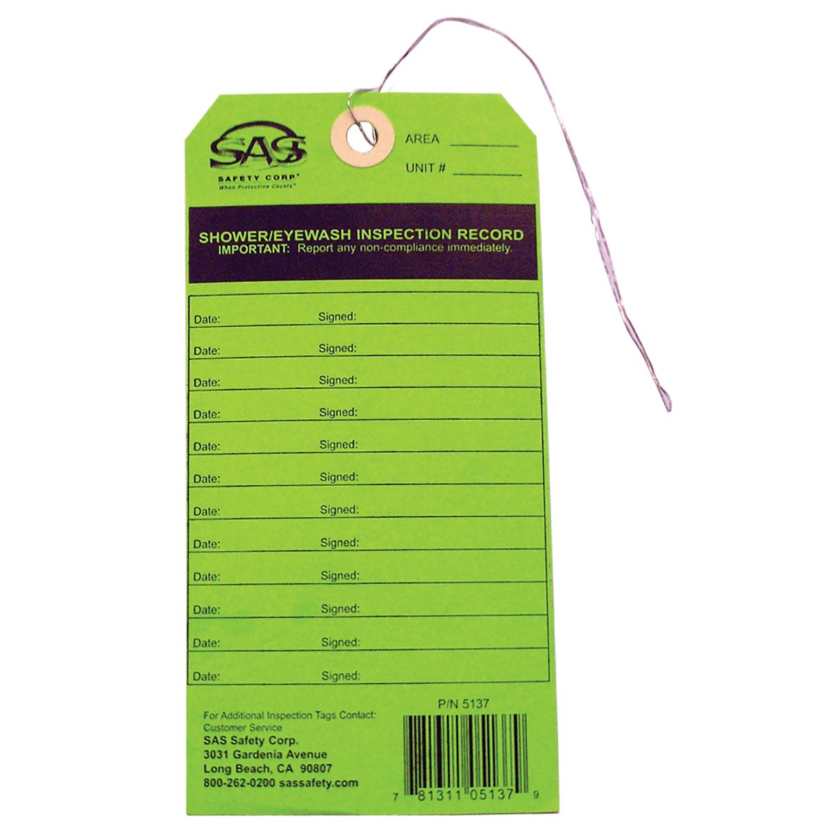 EYEWASH SERVICE TAG FOR 5135