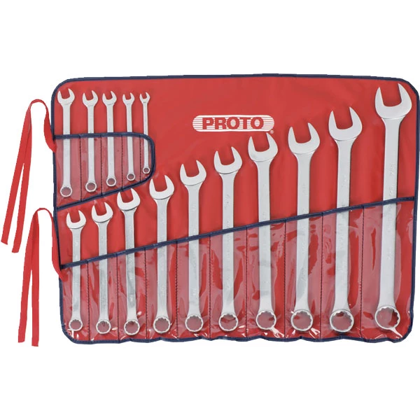 (image for) 12 Pt Satin Combination ASD Anti-Slip Wrench Set 15 Pc