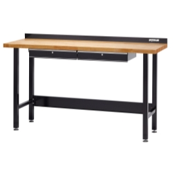 72" Black Steel Workbench with butcherblock top