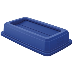 Slim Trash Can Double Flip Lid Blue