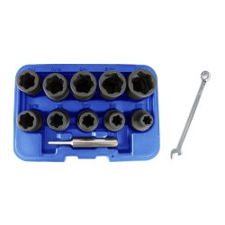11pc 1/2" Dr SAE Flank Bite Impct Sckts & Btl Wrnc