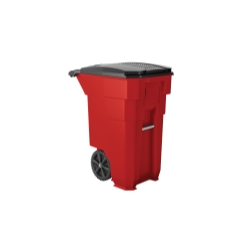 Suncast Commercial 50 Gal Wheeled Trash Can Red
