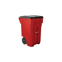 Suncast Commercial 65 Gal Wheeled Trash Can Red