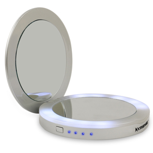 Silver Compact Mirror Power