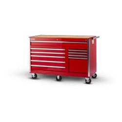 56 X 24 X 10 DRAWER WOODTOP CABINET, RED